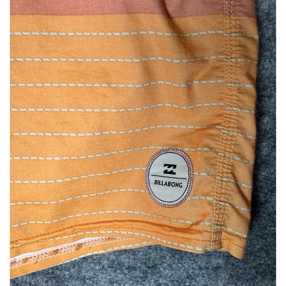 BILLABONG BOARDSHORTS SIZE 31 BLUE ORANGE TAN STRIPES CLASSIC - Picture 6 of 11